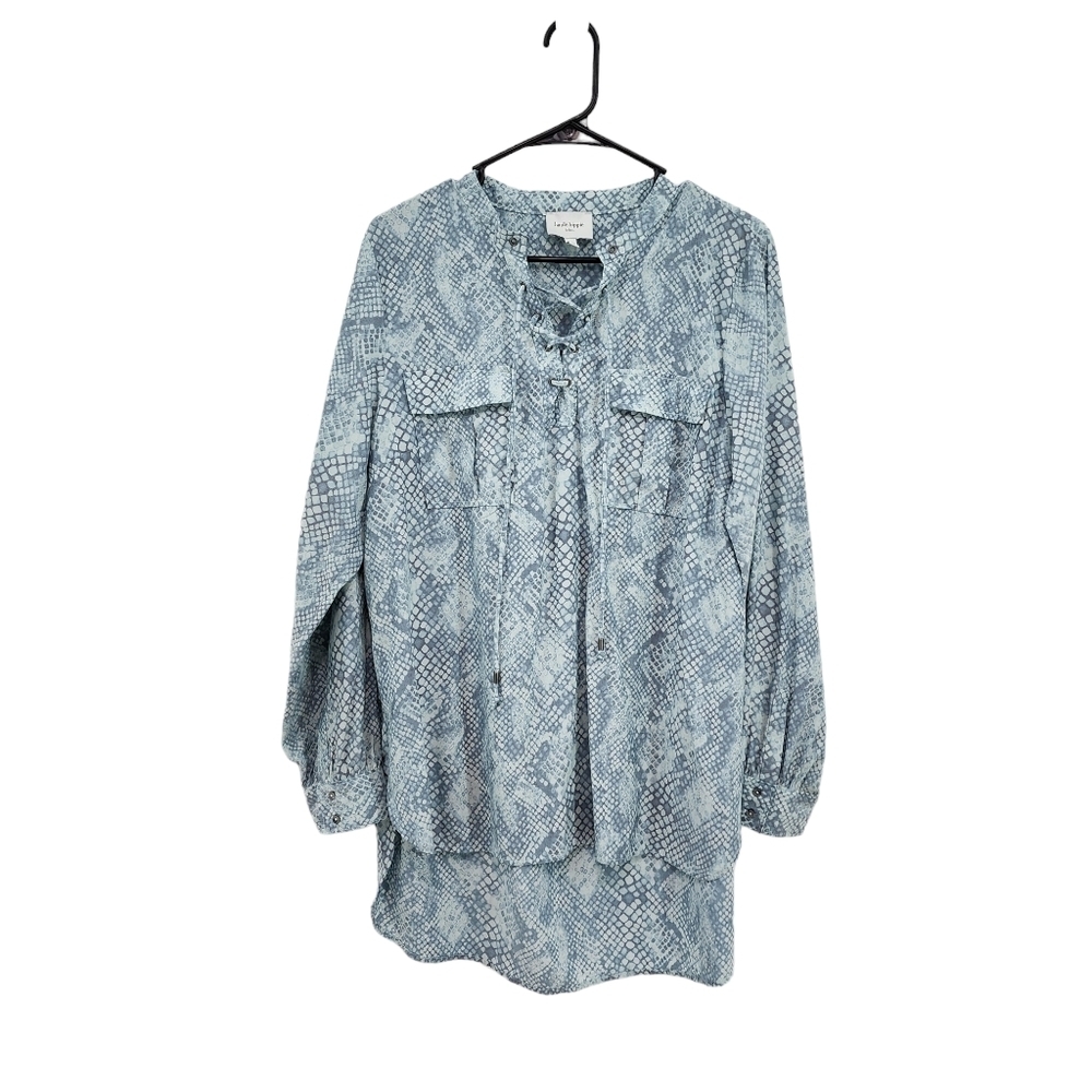 Haute Hippie Women's Tribe Snakeskin Print Lace Up Woven Top - L - Picture 2 of 7